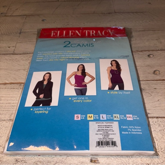 Ellen Tracey 2 Satin Trim Camis Women’s Sz XXL 20-22 Ultra Soft Natural Slimming - Picture 11 of 12